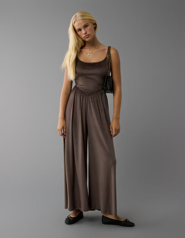 AE Velvet V-Waist Wide-Leg Jumpsuit | American Eagle Outfitters (US & CA)