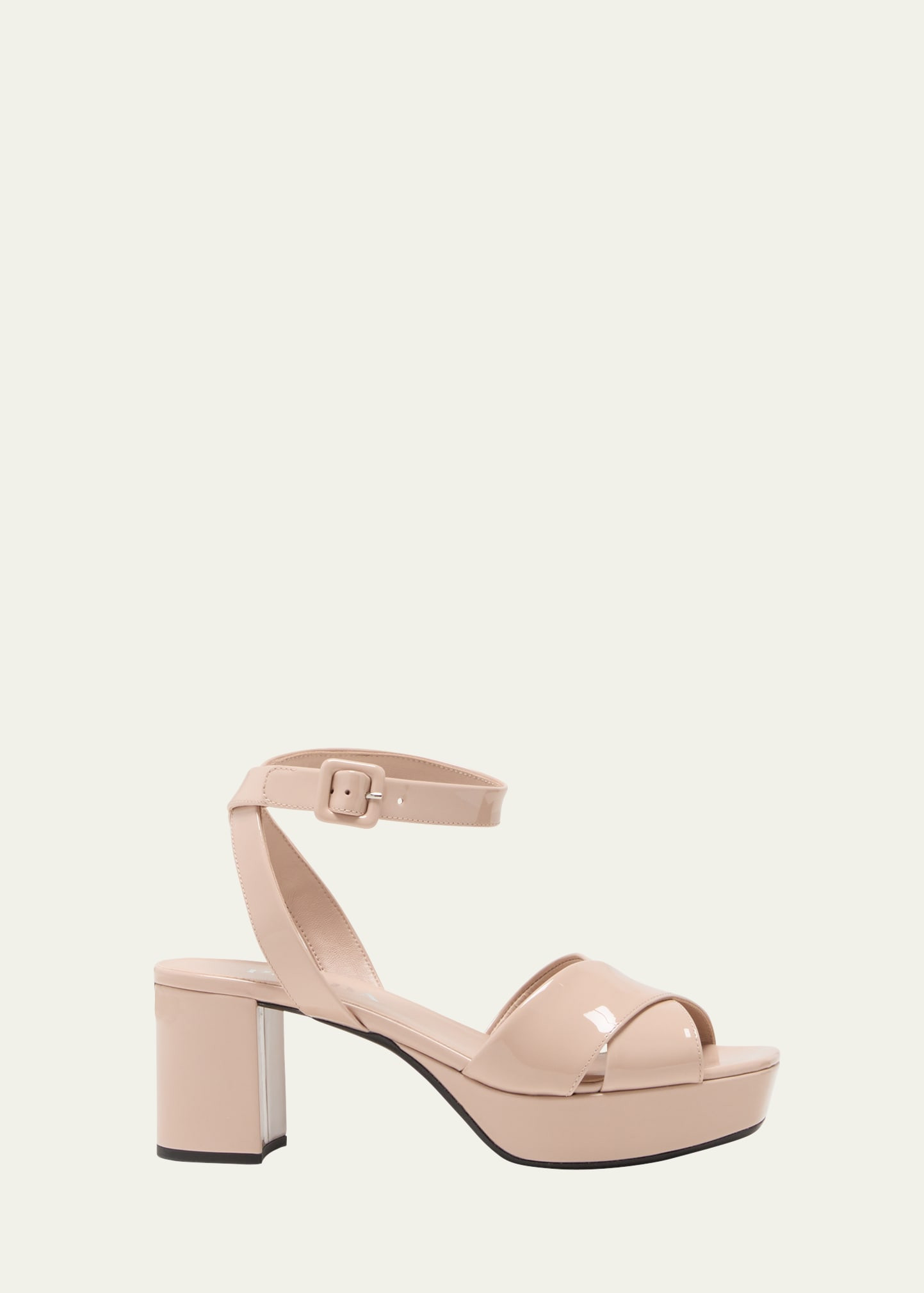 Prada Patent Crisscross Ankle-Strap Platform Sandals | Bergdorf Goodman