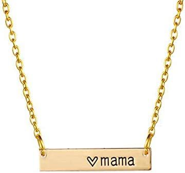 Luxcastle Mother Bar Necklace Mama Lovely Pendant Necklace Gold Chain for Women Mom Birthday Gift... | Amazon (US)