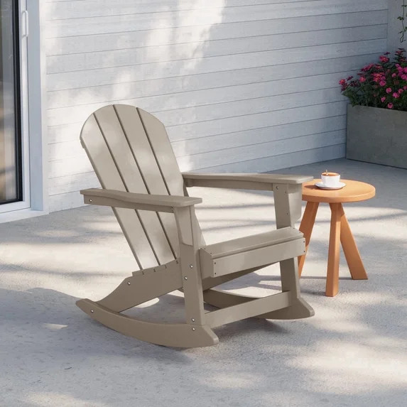 WestinTrends Malibu Outdoor Patio Porch Rocking Adirondack Chair, Weathered Wood | Walmart (US)