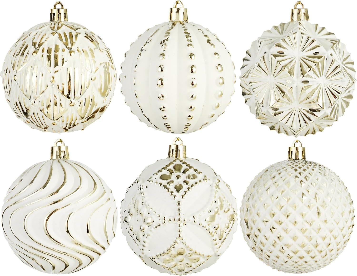 Gold Vintage Rustic Christmas Ball Ornaments，6 PCS Farmhouse Distressed Xmas Hanging Ornaments ... | Amazon (US)