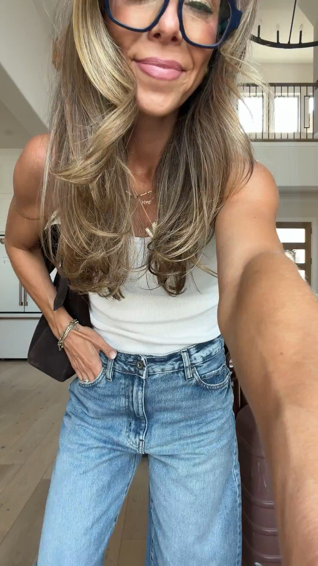 These jeans!! Just bought at Zara! TTS but a baggy fit! Old tank and Beis luggage and an Amazon tote! Kits blue light glasses.

#LTKootd #LTKCon #LTKTravel