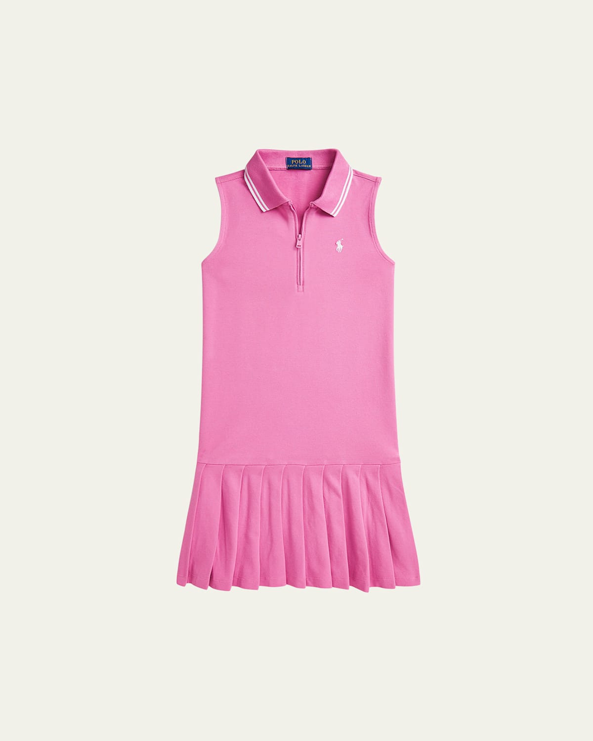 Girl's Pleated Mesh Polo Dress, Size S-XL | Bergdorf Goodman