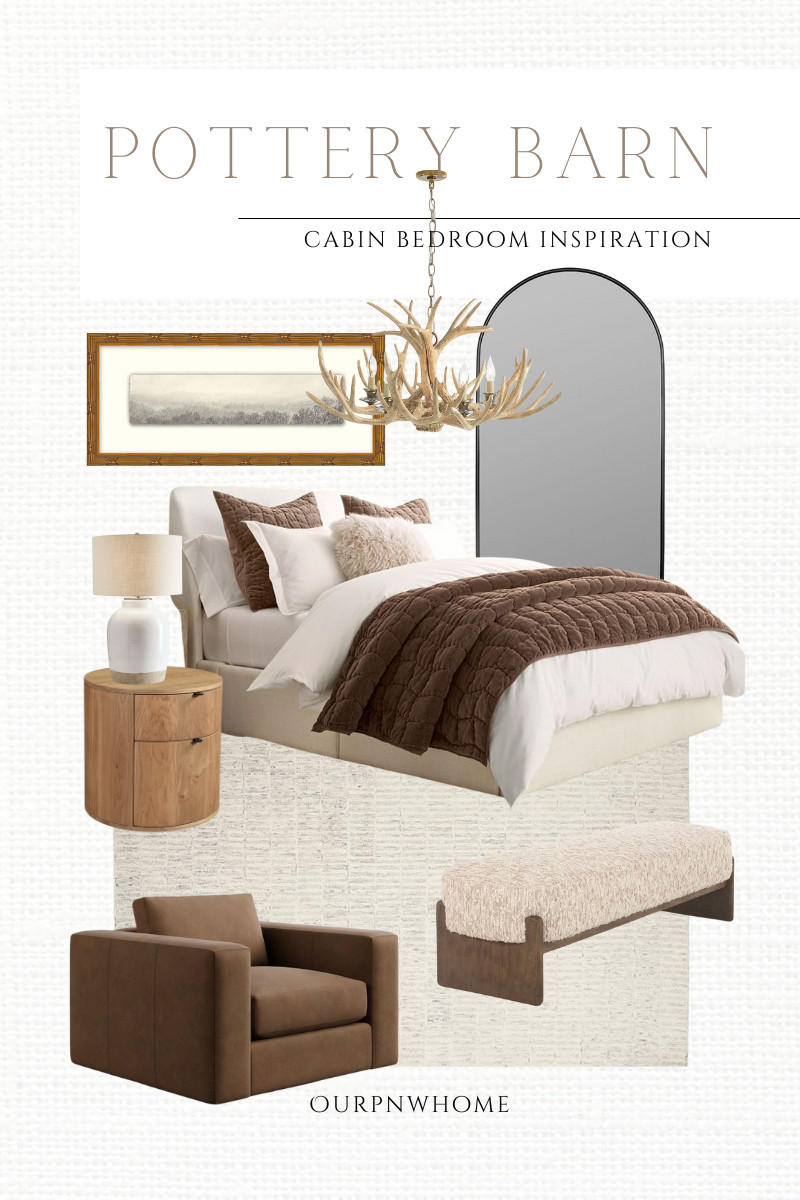 Cabin bedroom inspiration from Pottery Barn!

Neutral bedroom, neutral home, brown quilt, brown bedding, neutral bedding, landscape wall art, arched floor mirror, black framed floor mirror, antler chandelier, white table lamp, round nightstand, wood night stand, bedside table, side table, upholstered bed frame, upholstered bench, modern bench, modern cabin, lake house bedroom, brown accent chair, brown armchair, bedroom furniture, neutral area rug, home decor, home accents 

 

#LTKSeasonal #LTKHome #LTKStyleTip