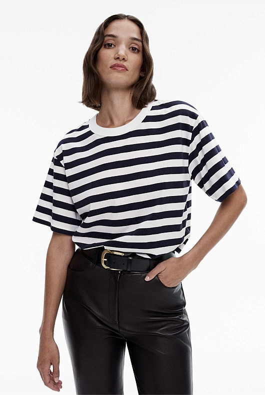 Stripe Cotton Boyfriend Tee | Witchery (AU)