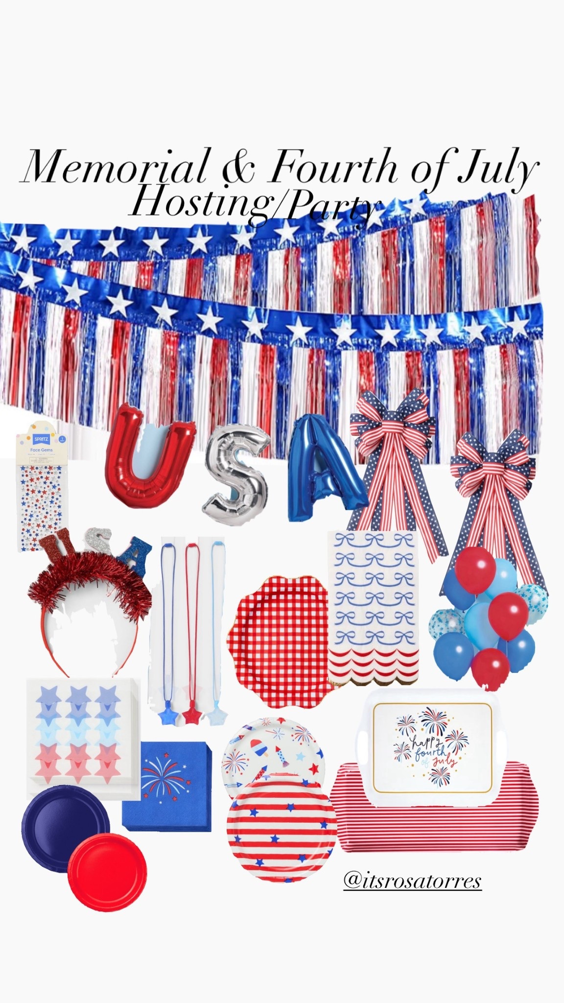 Memorable Day or Fourth of July party or hosting it’s all here making it easy.  Party decorations & style. 

#memorialday #fourthofjuly #memorialdaystyle #fourthofjulystyle #fireworks #250anniversary #america #americana #usahomedecor #fourthofjulyhosting #fourthofjulydecorations #memorialdaydecoration
