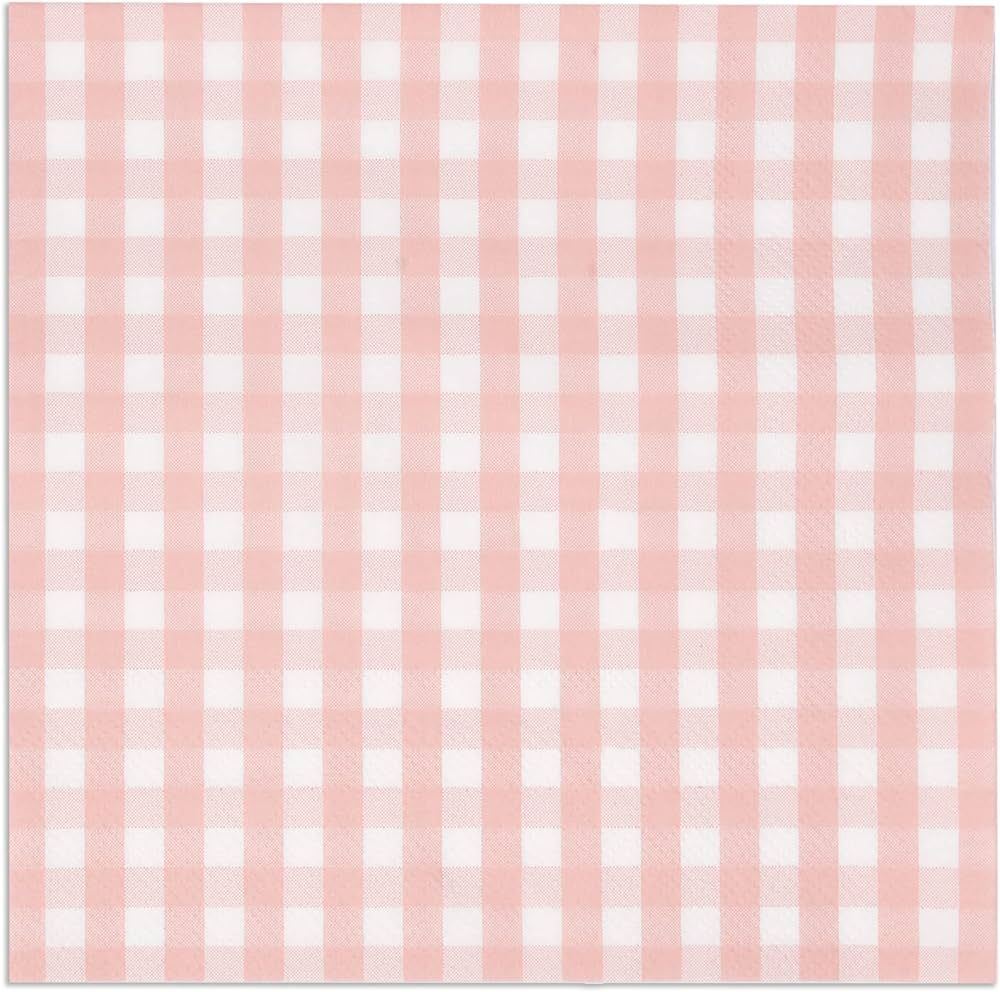 Gift Boutique 100 Pink and White Gingham Luncheon Napkins Disposable Paper Checkered Plaid Lunch ... | Amazon (US)