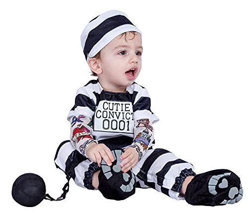 Spooktacular Creations Halloween Baby Prisoner Costume, Boys Convict Costume Toddler with Tattoo Sleeves for Infants, Kids Halloween Jail Dress Up Party (12-18 Months) | Amazon (US)