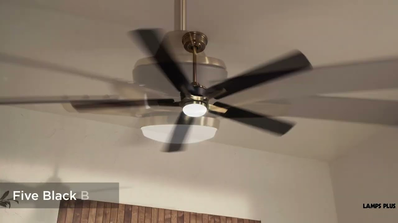 52" Casa Vieja Vegas Nights Soft Brass Black LED Remote Ceiling Fan | Lamps Plus