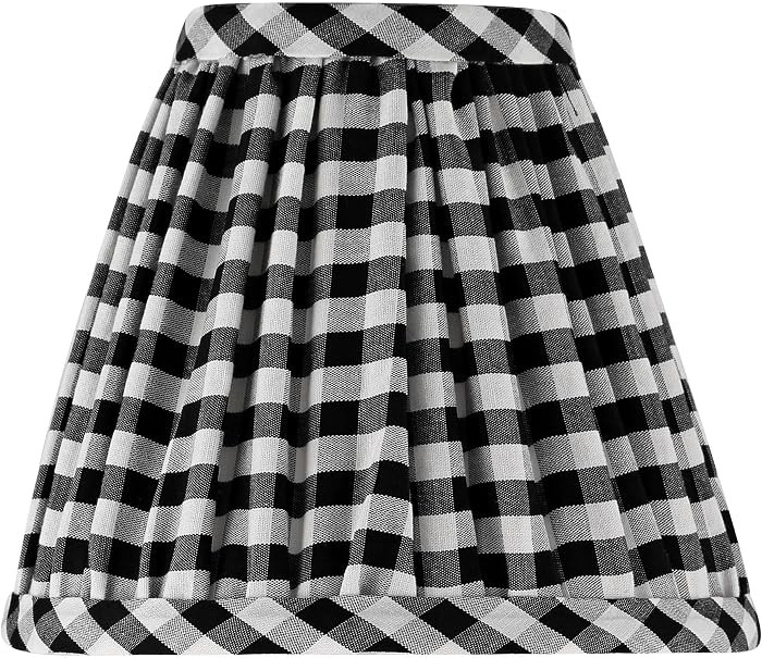 Gingham Mini Black Plaid Pleated Cotton Clip-On Empire Shade (3x6x5) | Amazon (US)