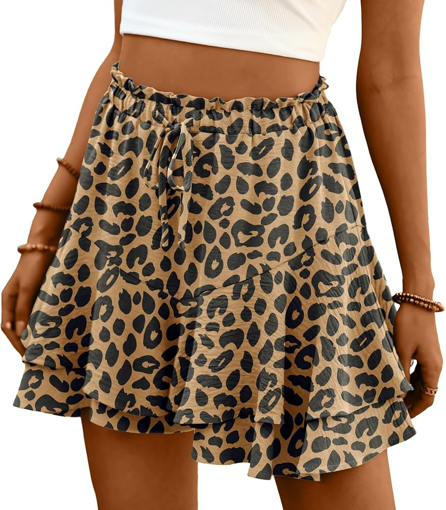 Lepunuo Flowy Shorts for Women Boho Ruffle Tiered Butterfly Skorts High Waist Mini Skirts Casual ... | Amazon (US)