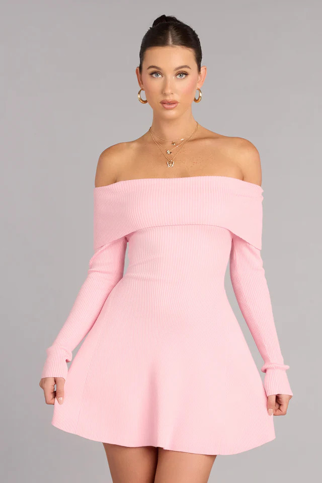 Chic Staple Ribbed Knit Skater Dress | Windsor Stores