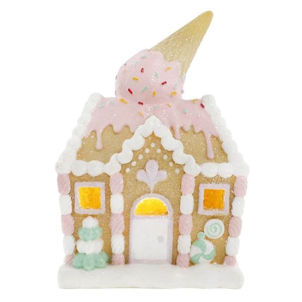 Mrs. Claus' Bakery Pink Ice Cream House with Light, 6" | At Home