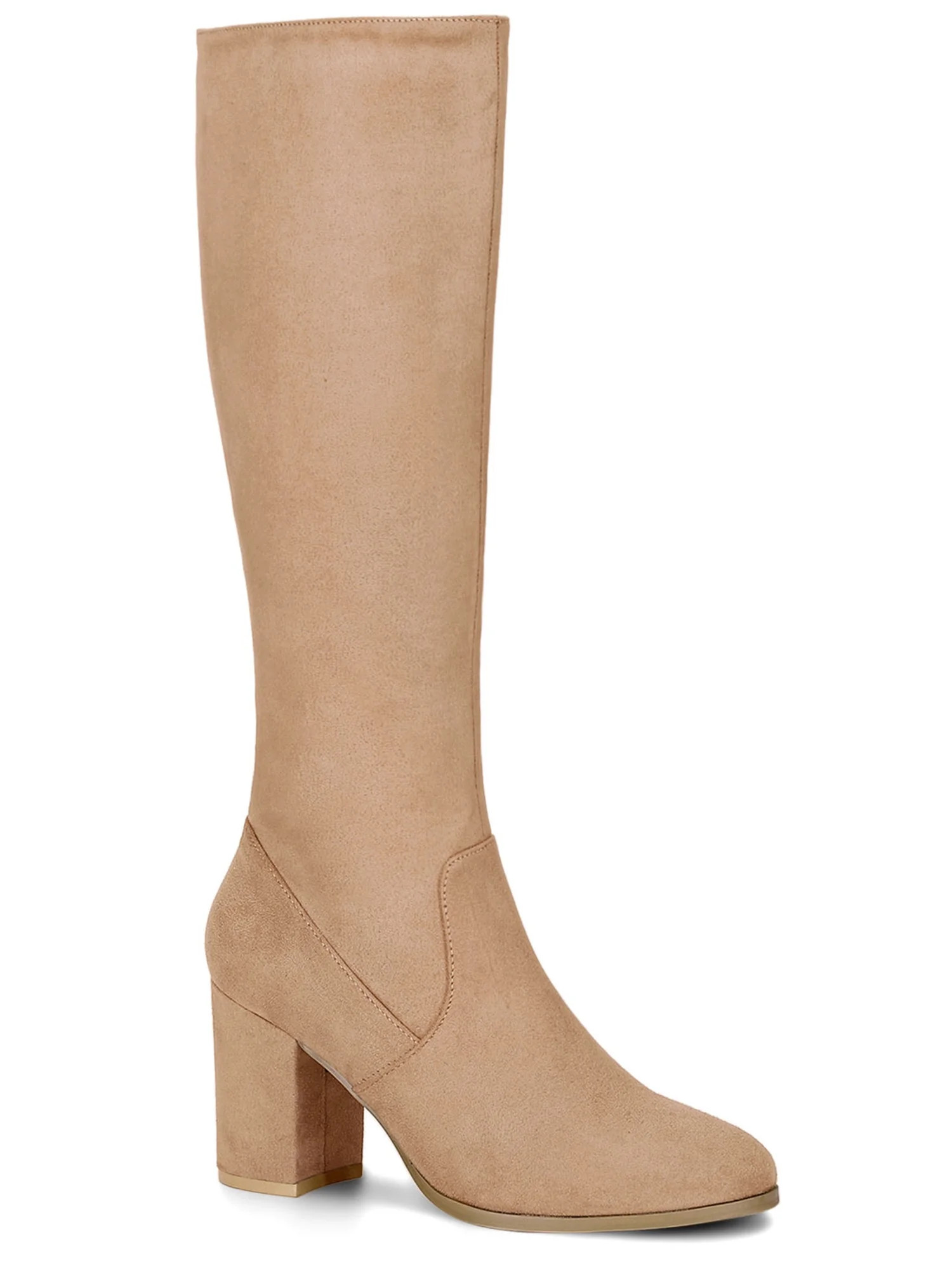 Allegra K Women's Round Toe Block Heel Knee High Boots - Walmart.com | Walmart (US)