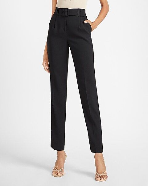 High Waisted Belted Ankle Pant | Express
