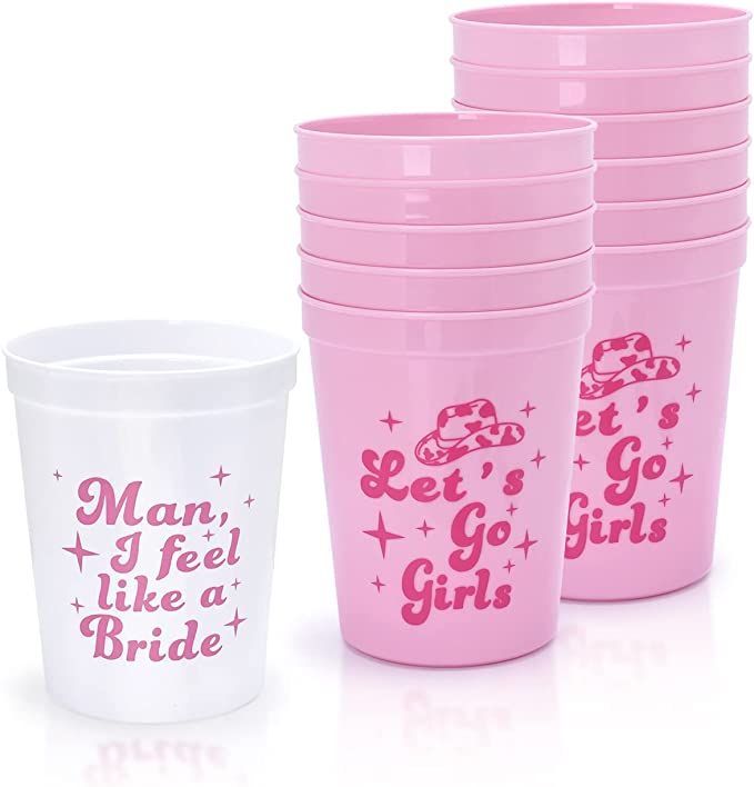 Nefelibata Bachelorette Party Cups - 12 Pack Let's Go Girls Reusable Cups Plastic Cowgirl Bridal ... | Amazon (US)