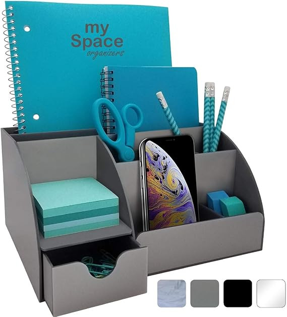 Acrylic Office Desk Organizer with Drawer, 9 Compartments, All in One Office Supplies and Cool De... | Amazon (US)