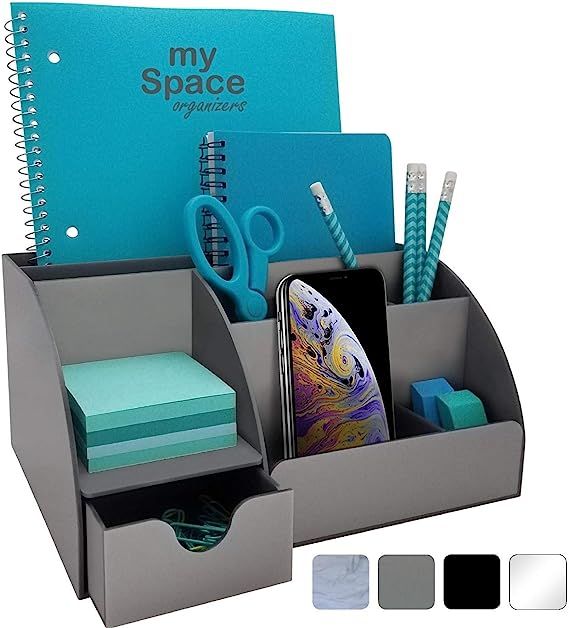 Acrylic Office Desk Organizer with Drawer, 9 Compartments, All in One Office Supplies and Cool De... | Amazon (US)