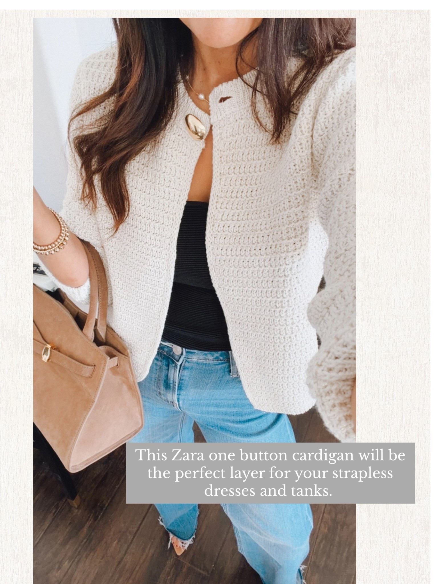 Zara cardigan⭐️ fits TTS wearing a small jeans have the best fit and just $50!! Wearing the 32-inch inseam- perfect with heels