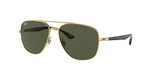 Ray-Ban Unisex RB3683 Square Sunglasses, Gold/Green, 56 mm | Amazon (US)