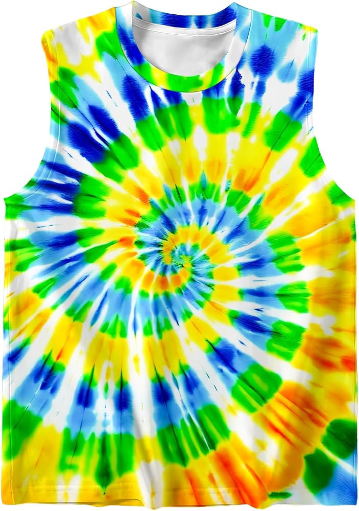 DMPROD Kids Tie Dye Shirt Size 5-14 Years Sleeveless T Shirts Children Tank Tops Hippies Senior T... | Amazon (US)