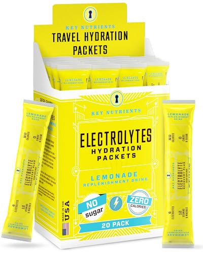 KEY NUTRIENTS Electrolytes Powder Packets 20 Pack - No Sugar, Refreshing Lemonade, Hydration Packets with Electrolyte Powder for Refreshing Electrolyte Drink Mix Packets - Zero Calories | Amazon (US)