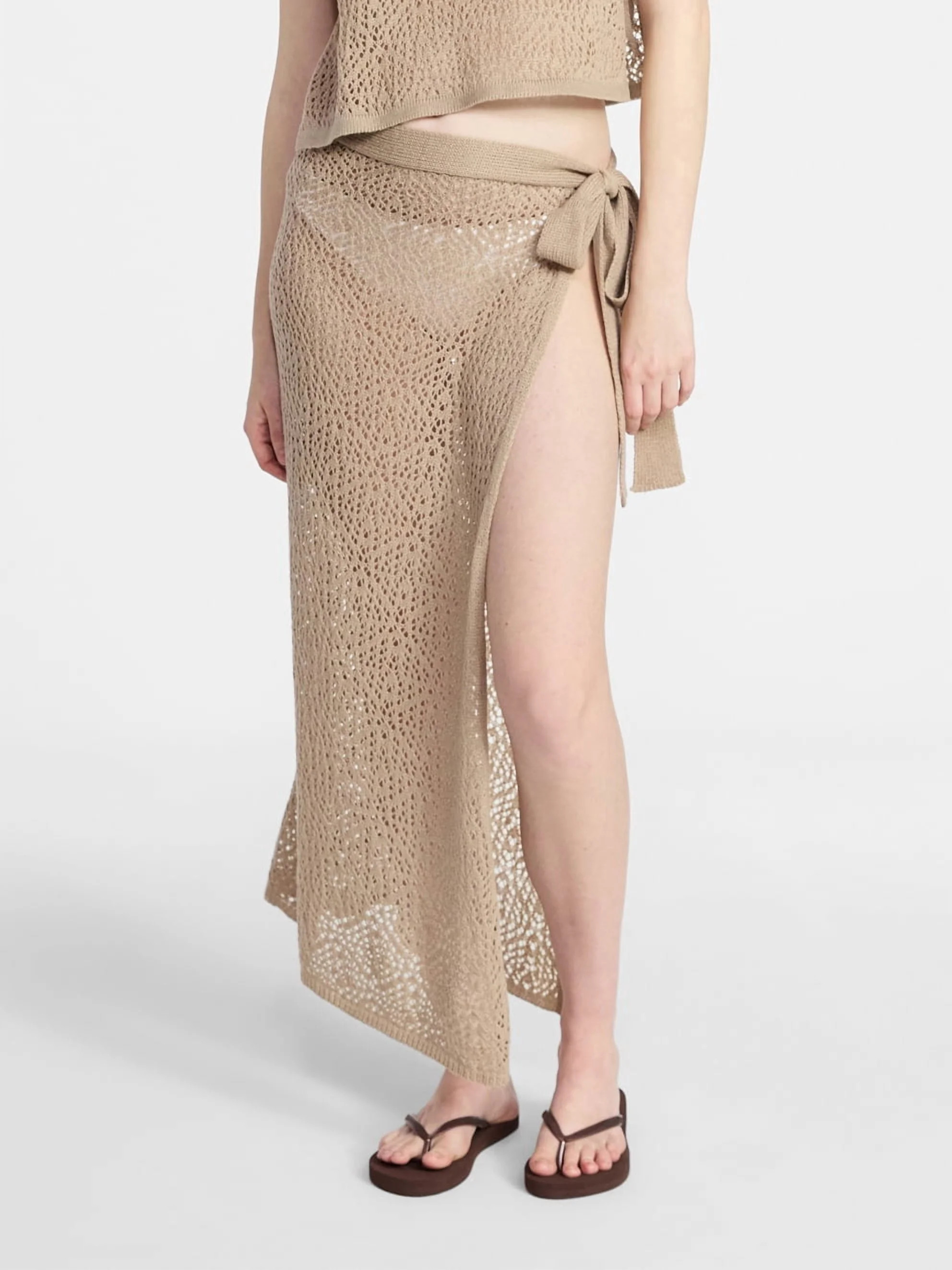No Boundaries Crochet Knit Skirt with Side Tie, Women's | Walmart (US)