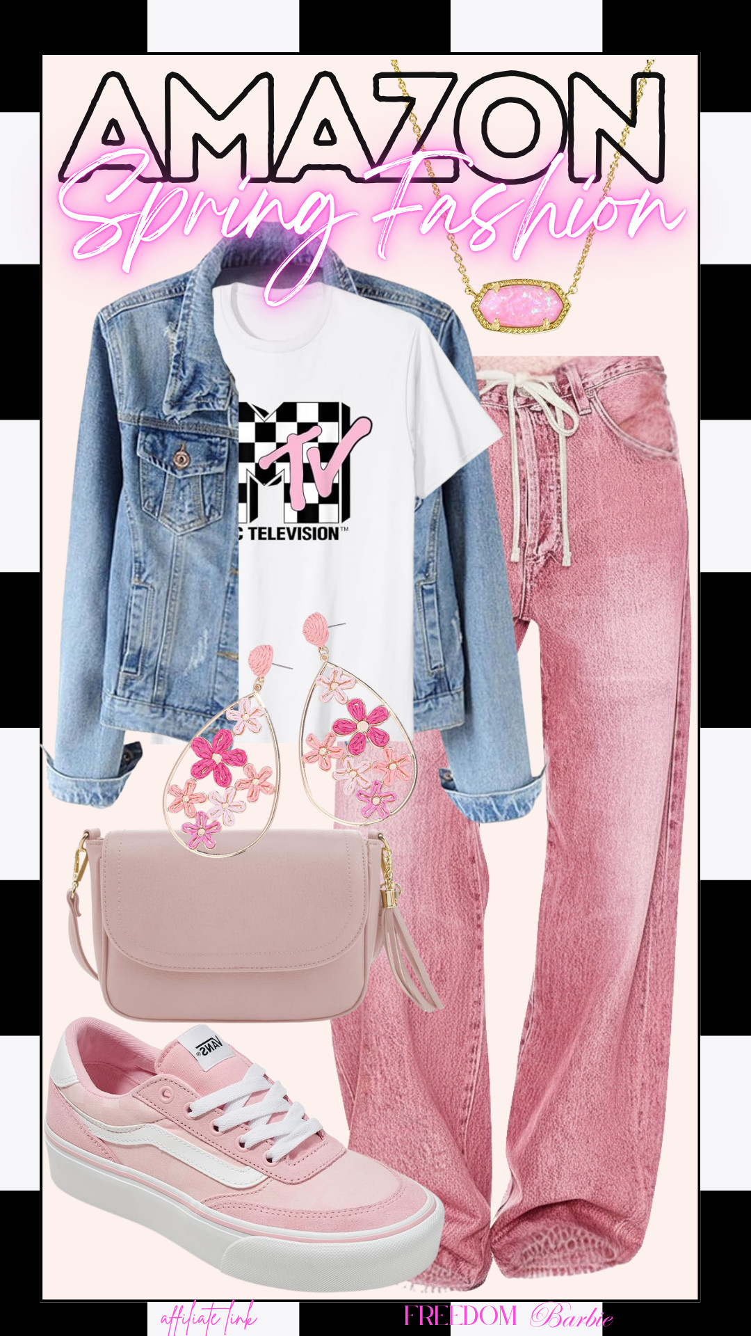 Channeling my inner 80s vibes with this retro tee and pastel denim! Paired with these flower earrings and a cute crossbody bag, it's the perfect outfit for a fun day out. 

#80sFashion #AmazonFinds #SpringStyle #FreedomBarbie 

 #LTKMothersDay #LTKootd #LTKmomlife