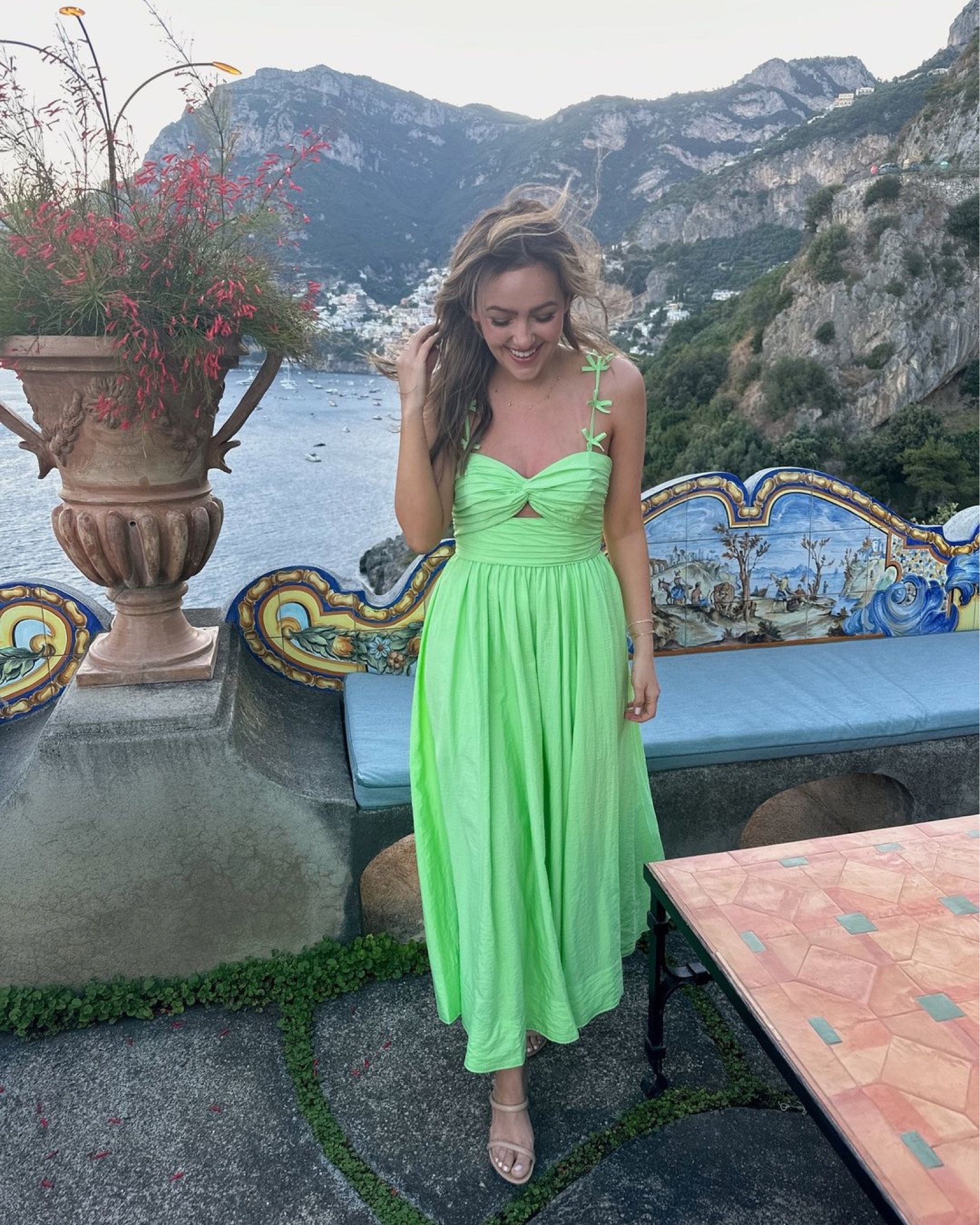 date night dress in Italy 🇮🇹  green midi dress with floral details

#LTKSeasonal #LTKSummerSales
