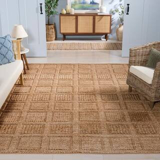 SAFAVIEH Natural Fiber 8 ft. x 10 ft. Natural/Brown Geometric Tile Area Rug NFB775A-8 - The Home ... | The Home Depot