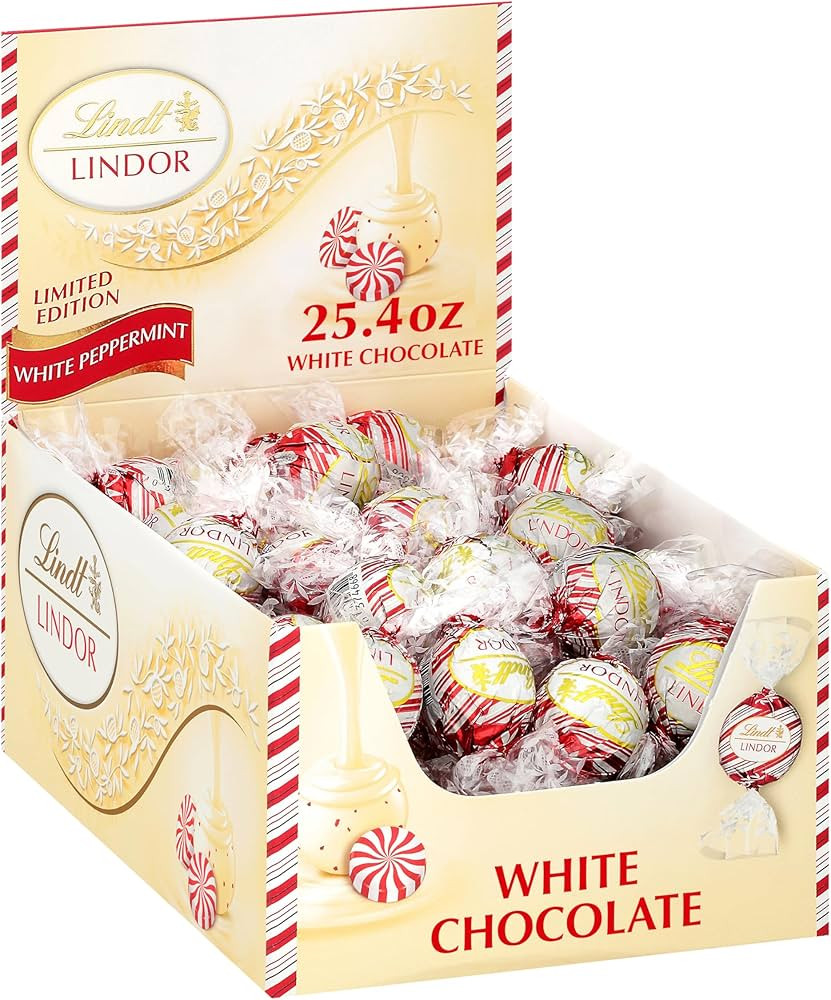 Lindt LINDOR White Chocolate Peppermint Truffles, White Chocolate Candy with Smooth Peppermint Tr... | Amazon (US)