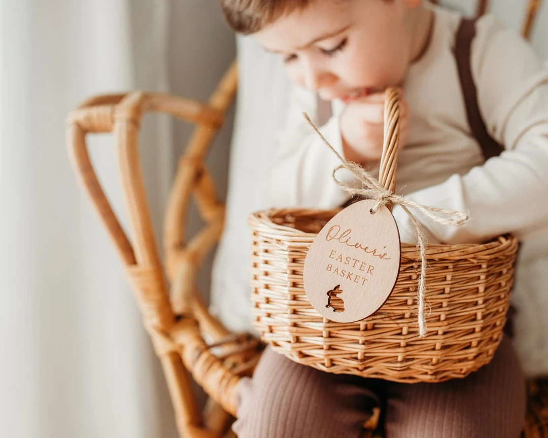 Personalised Engraved Easter Basket Tags | Easter Keepsake Decoration | Wooden Baby Easter Gift |... | Etsy (US)