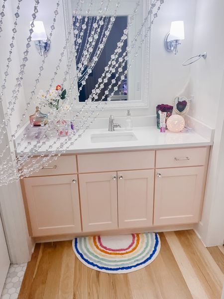 How cute is this rainbow rug/bath mat. I got two of them. One for Molly‘s bathroom and one for the entrance of the playroom. it’s under $20 and from @walmart #WalmartHome