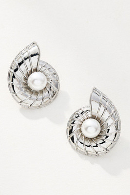 Inner Pearl Swirl Shell Post Earrings | Anthropologie (US)