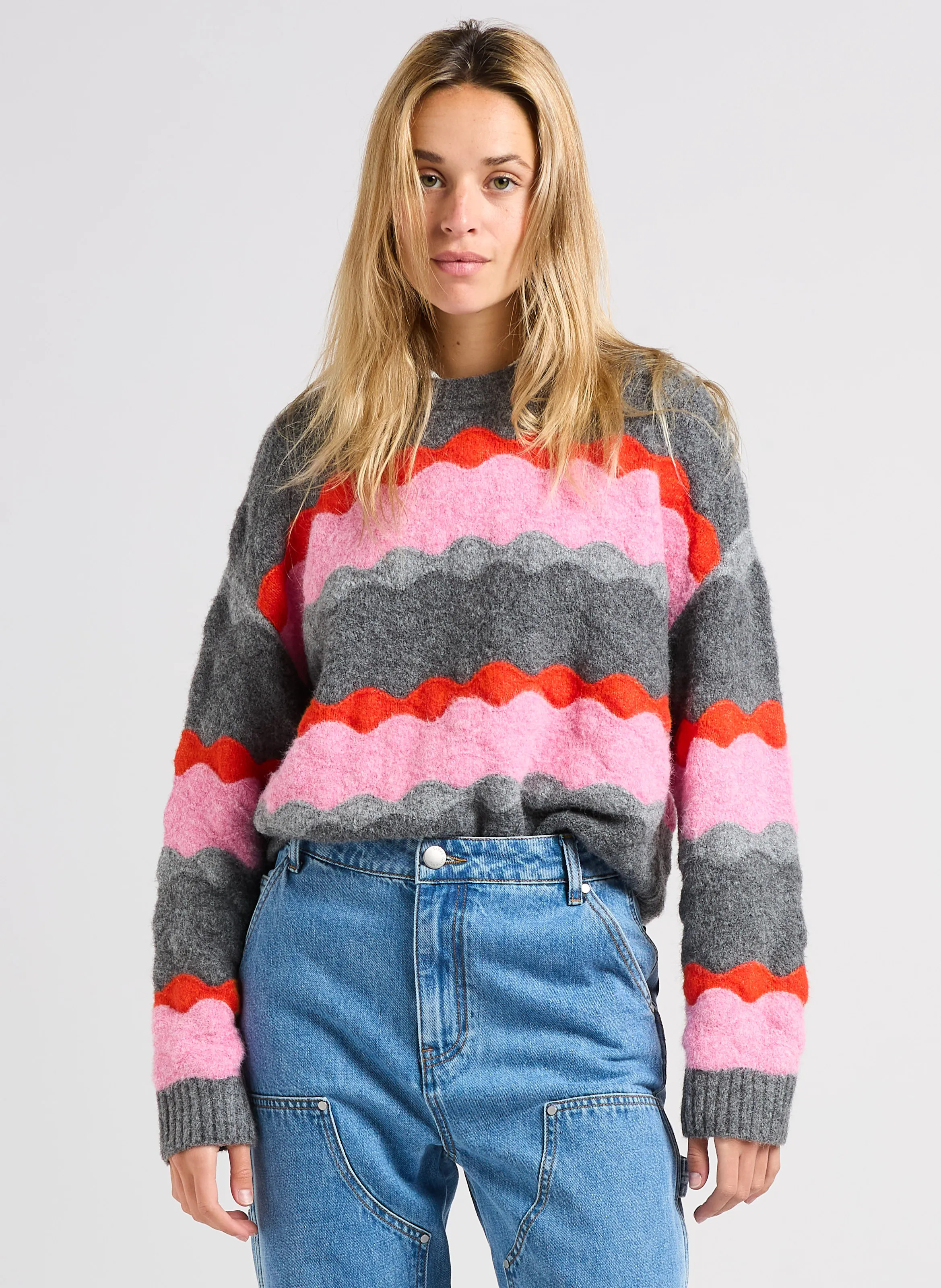 Suncoo - Pull col rond en maille jacquard - Taille 3 - Noir | Place des tendances (FR)