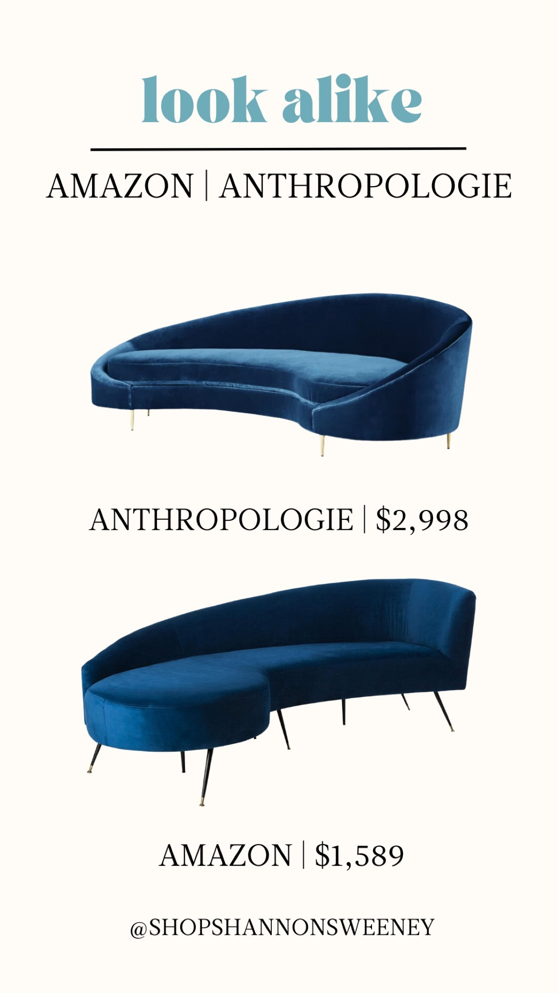 Look alikes | blue velvet curved couches 🥰✨

#LTKhome #LTKsalealert #LTKU