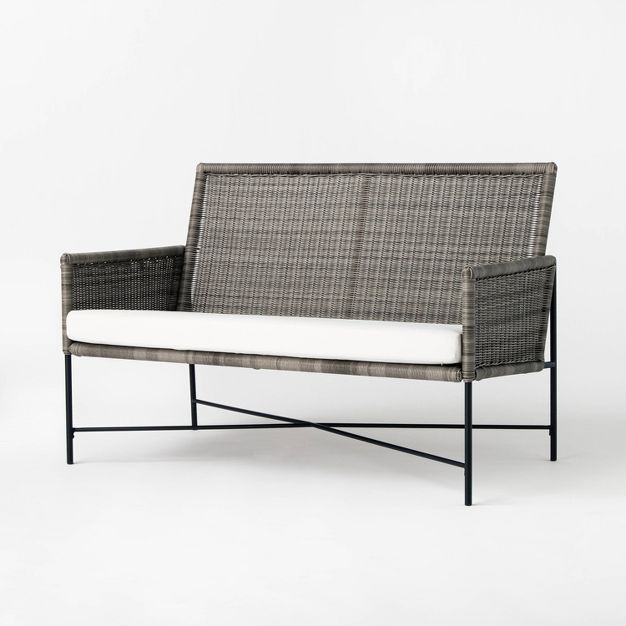 Wicker & Metal X Frame Patio Loveseat - Gray - Threshold™ designed with Studio McGee | Target