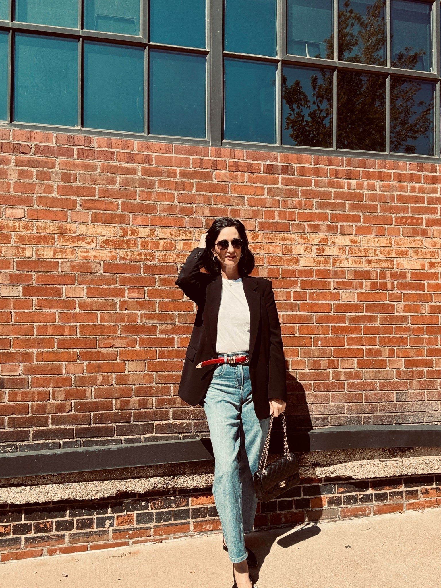 I am IN LOVE with the new denim line by SPANX. The 360 Authenic Denim line! The second I got this in the mail I was picturing recreating a “Kelly Taylor” from 90210 look that I remember from when I was a kid! I took these amazing 90s Straight Leg Jeans and paired with with a basic white tee, Aritzia Blazer, black loafers, a chic bag and a Belt in my favorite fall color of this year, burgundy. Feel cool, feel chic, feel like yourself! 

#LTKOver40 #LTKStyleTip #LTKFindsUnder50
