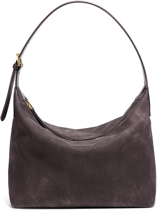 Suede Hobo Bag for Women, Soft Shoulder Crossbody Purse with Adjustable & Detachable Strap, Light... | Amazon (US)