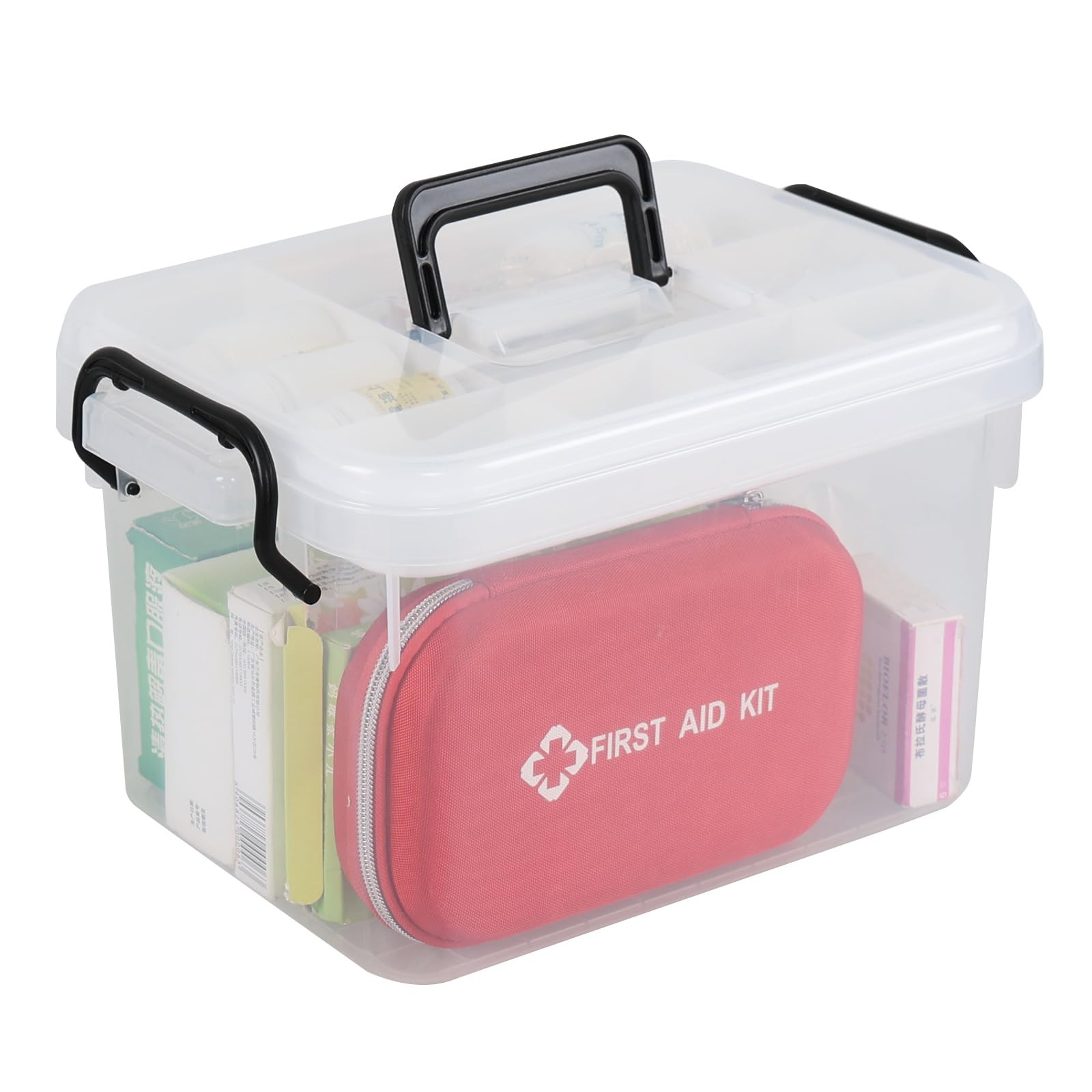 Plastic Family First Aid Box, Family Medicine Storage Box, Medical Box Transparent with Detachabl... | Amazon (US)