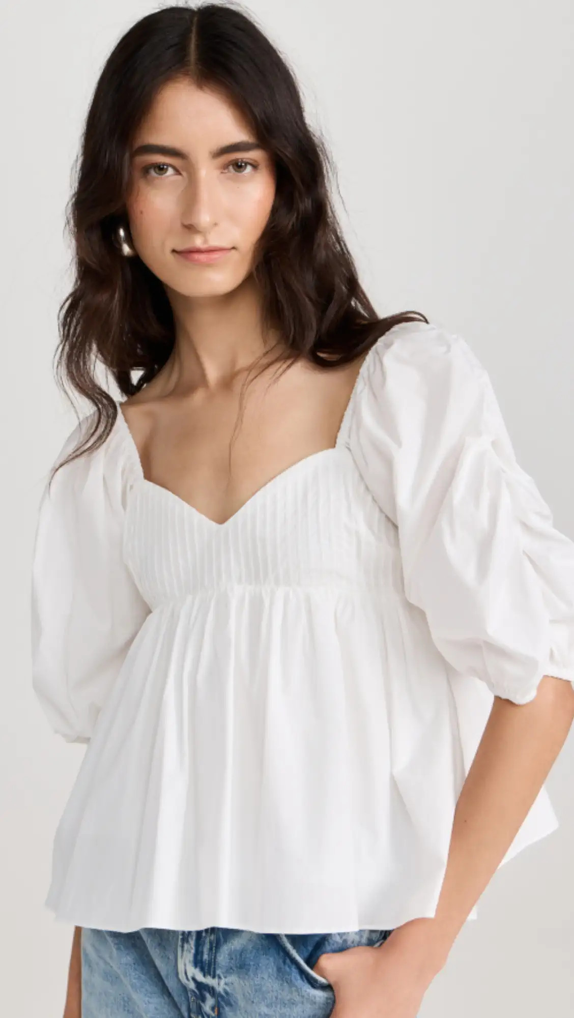 Sleeve Cinched  Pintuck Top | Shopbop