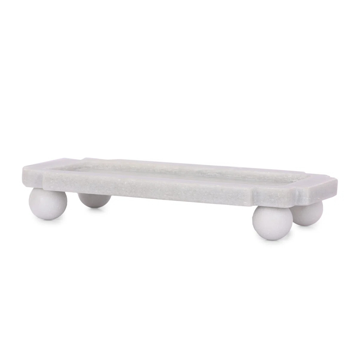 Ilwaad Modern Marble Tray with Elevated Base and Rounded Feet, White Finish, Decorative Plate for... | Wayfair North America