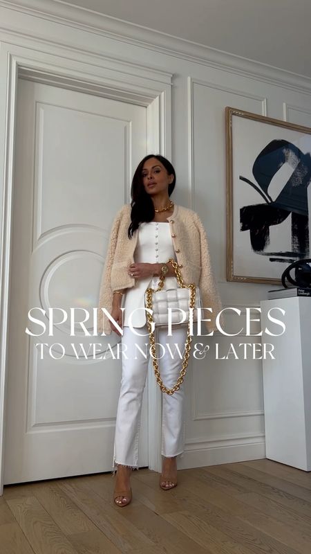 Spring pieces to wear now and later 
Bloomingdale’s cozy cardigan wearing an XS
Bloomingdale’s white strapless top wearing an XS
Mother white denim wearing a 25
Stays pink dress wearing an XS
Aqua tweed pink blazer wearing an XS
@bloomingdales #Bloomingdales #ad

#LTKsalealert #LTKfindsunder100 #LTKSeasonal