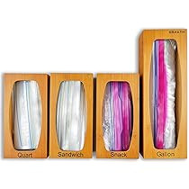 CRAKTH Bamboo Ziplock Bag Storage Organizer for Kitchen Drawer, 4 Separate Baggie Organizer, Suitabl | Amazon (US)