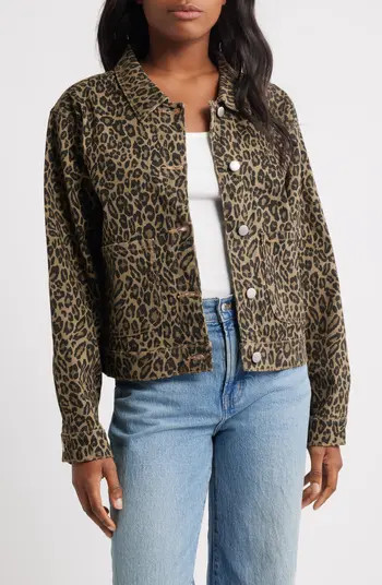 Leopard Print Denim Trucker Jacket | Nordstrom