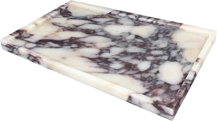 100% Real Luxury Natural Marble Vanity Tray Genuine Calacatta Viola Marble Stone Storage Trays fo... | Amazon (US)