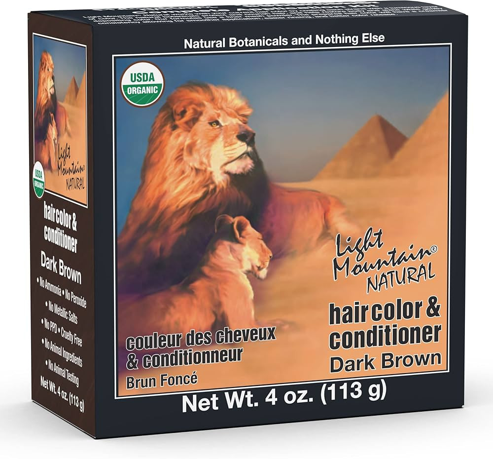 Light Mountain Henna Hair Color & Conditioner - Dark Brown Hair Dye for Men/Women, Organic Henna ... | Amazon (US)