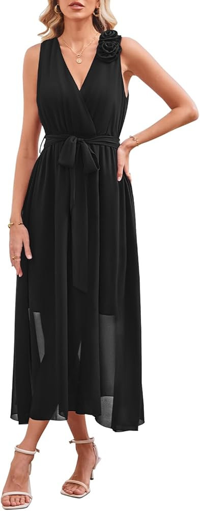 Newshows Womens 2025 Summer Wedding Guest Bridesmaid V Neck Sleeveless Long Formal Evening Party ... | Amazon (US)