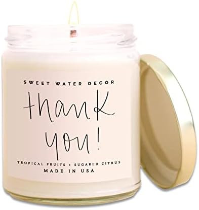 Sweet Water Decor Thank You Candle | Tropical Fruit and Sugared Orange, Summer Scented Soy Wax Ca... | Amazon (US)