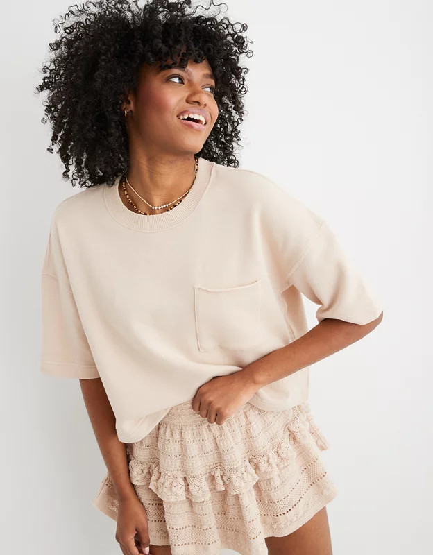 Aerie Short Sleeve Sweatshirt | American Eagle Outfitters (US & CA)